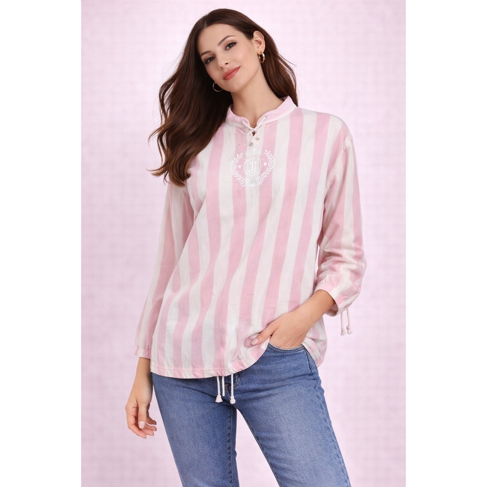 VTG Jantzen Classics Fisherman‎ Striped Embroidered Lace Coastal Preppy Top XL